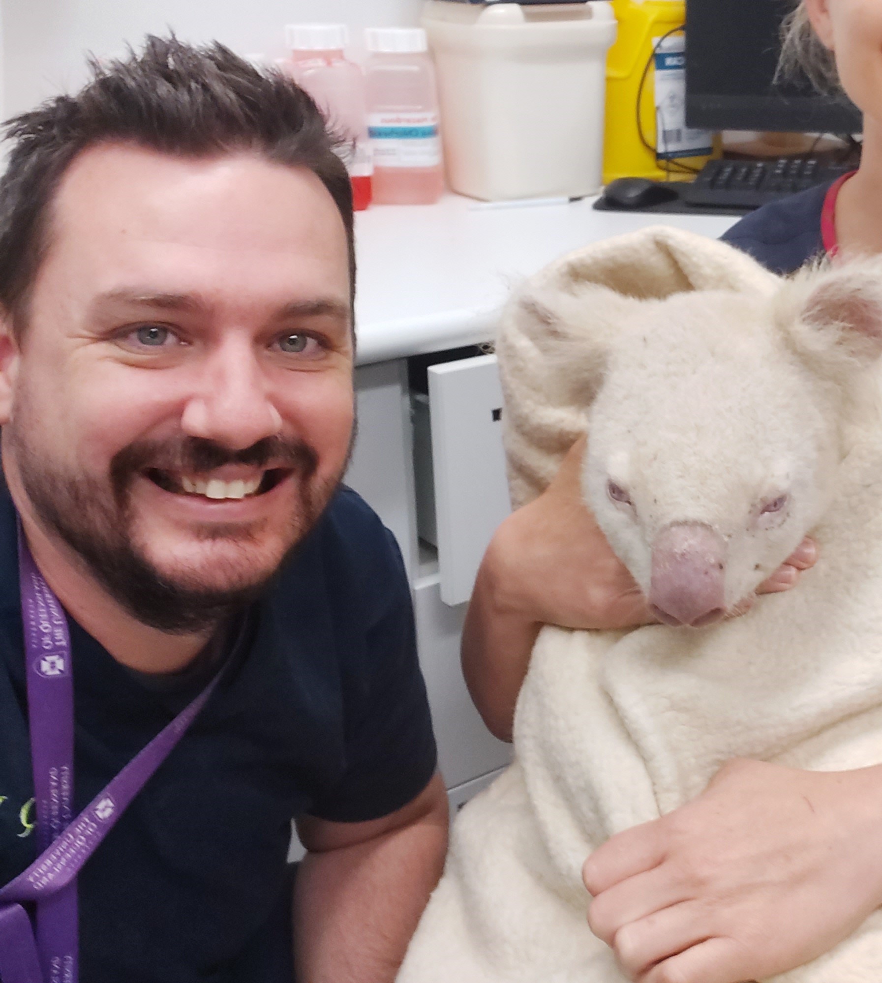Gary with albino koala