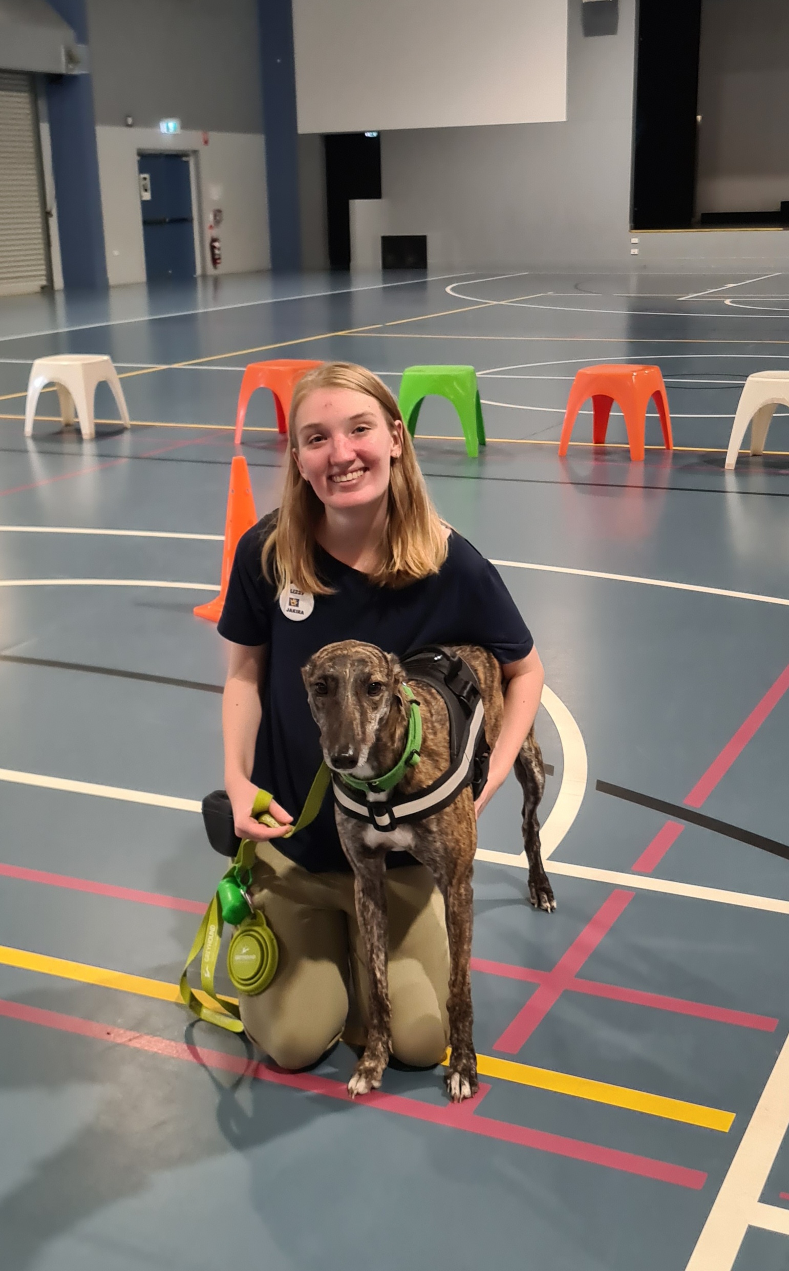 Lizzie posing with dog