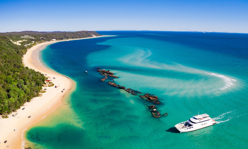 An overhead view of Moreton Bay