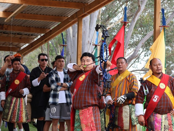 Bhutanese archers in traditional dress 