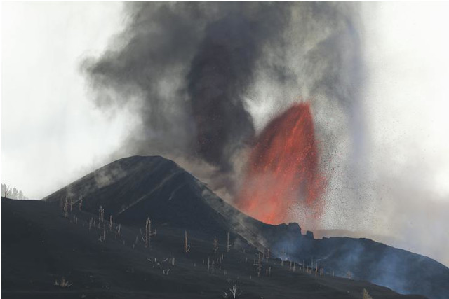 Lava erupting out of volcanoe