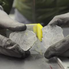 Person holding a hail stone