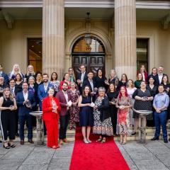 Awardees pose for a photo