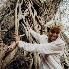 Person in rainforest