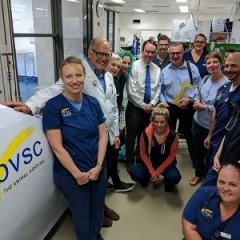 Professor David Argyle, Dr Sally Argyle and UQ Genomics Director, Professor Dave Burt, visit Dr Rod Straw and team at the Brisbane Veterinary Specialist Centre (BVSC). 